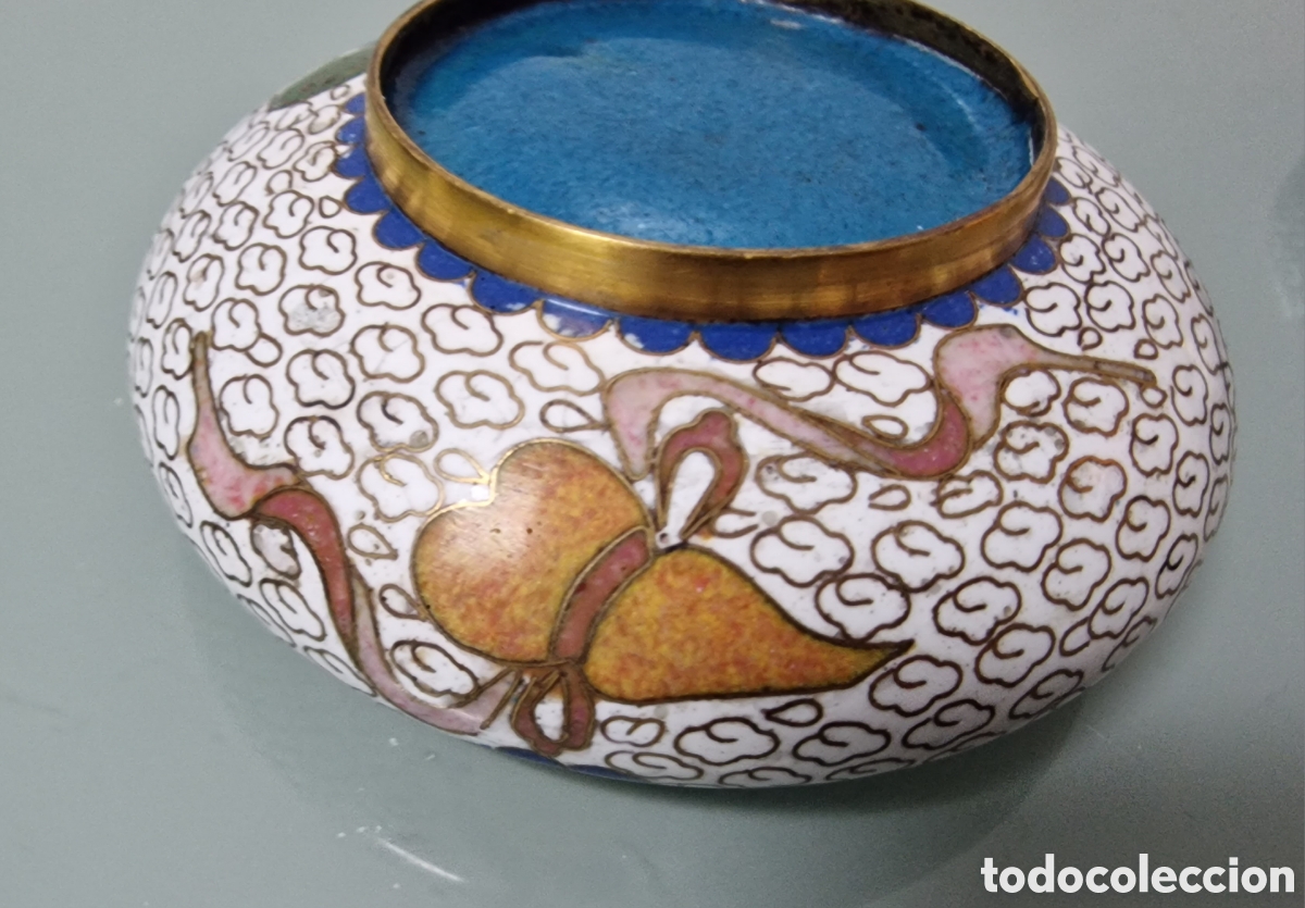 Ceniceros: PAREJA DE CENICEROS DE ESMALTE CLOISONNE - Foto 4