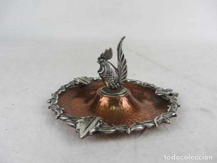 Ceniceros: Original cenicero en cobre y plata - Siglo XX