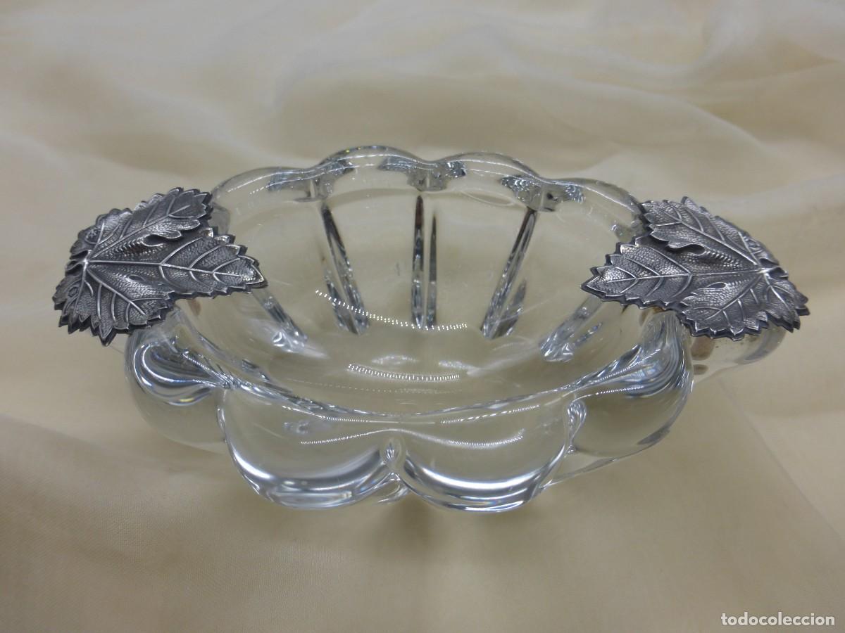 Ceniceros: ANTIGUOS ART DECO CENICERO CRISTAL MOLDEADO MACIZO Y PLATA DE LEY S XX VINTAGE ASTRAY SILVER GLASS