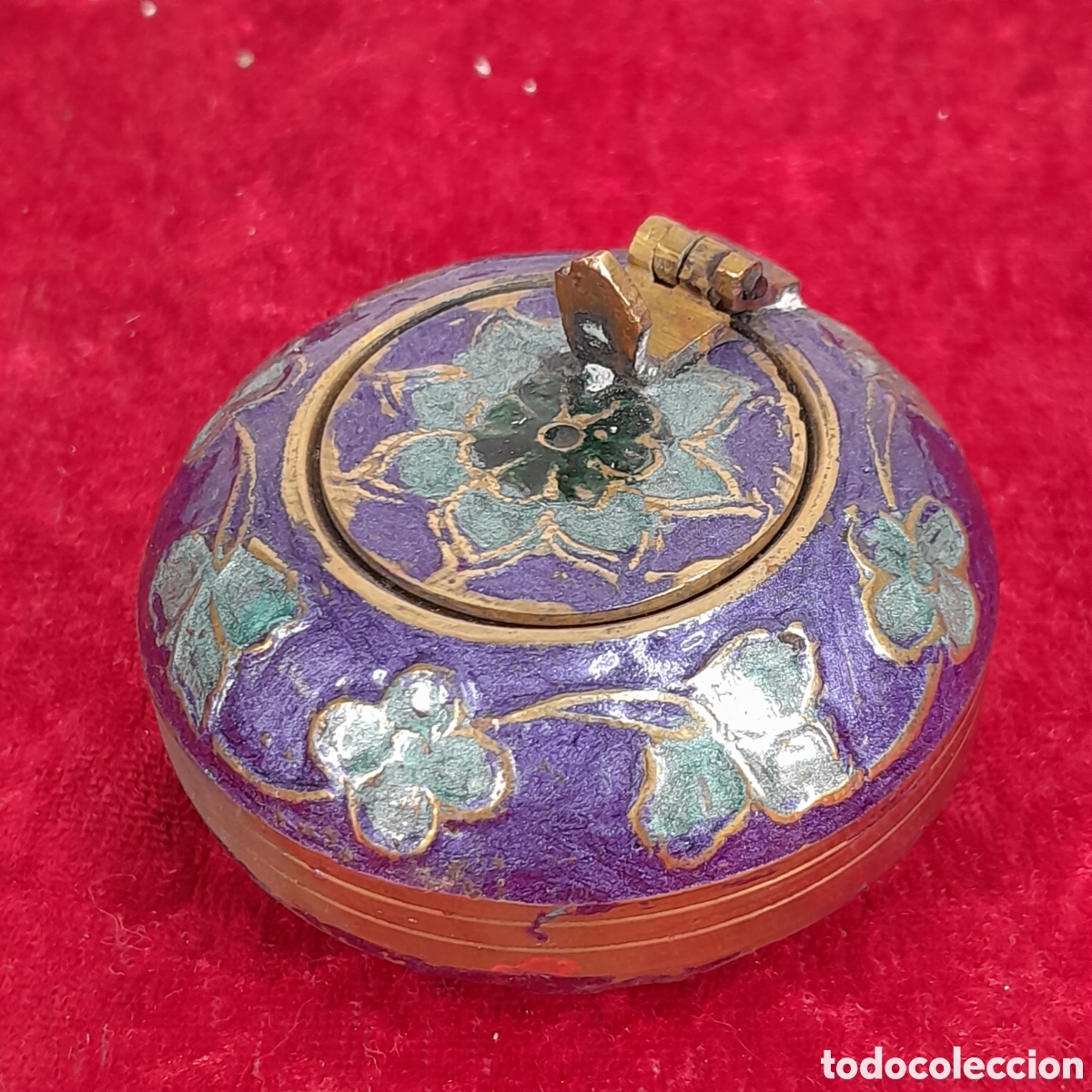 Ceniceros: CENICERO CAJA EN METAL ESMALTADO CLOISONN&Eacute;. MEDIADOS SIGLO XX