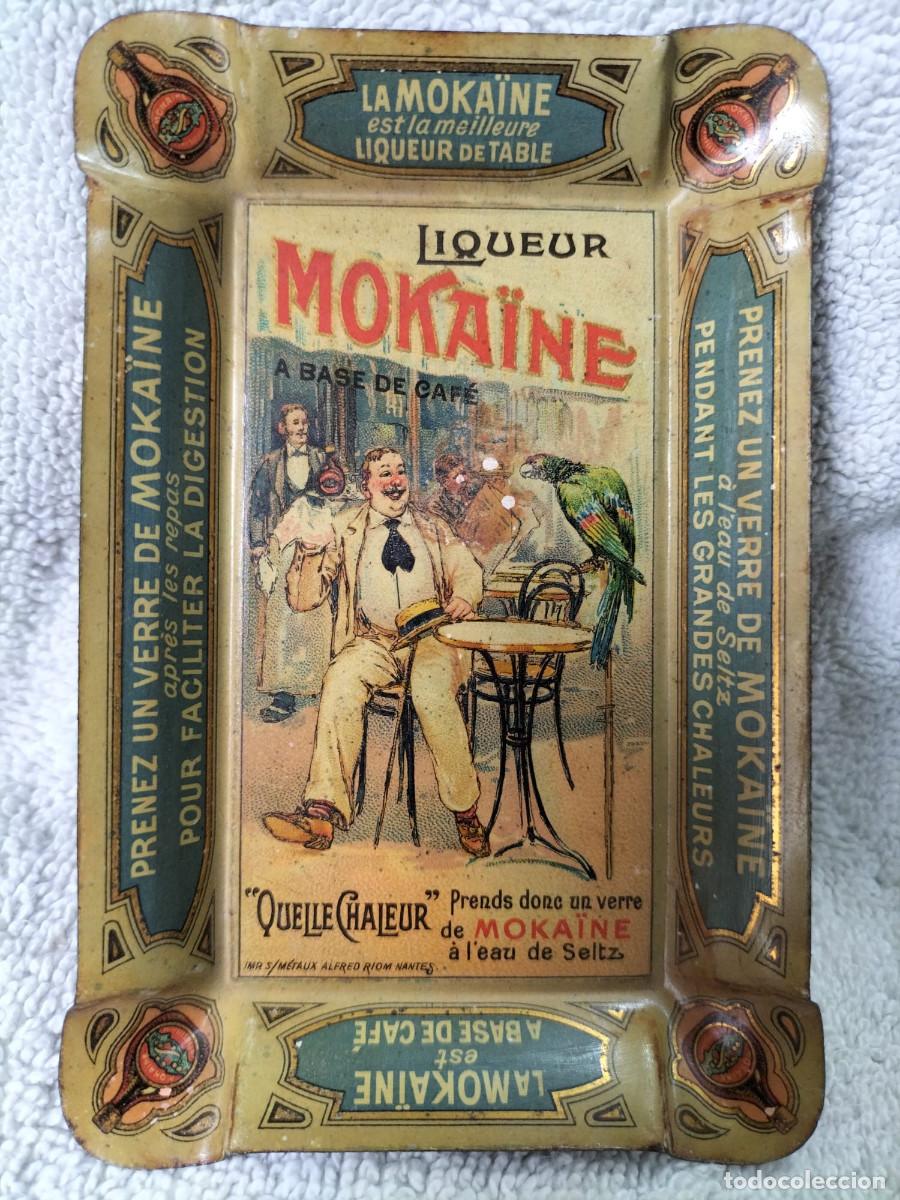 Aschenbecher: ferrer46. Antiguo Cenicero Licor Moka&iuml;ne en chapa serigrafiada