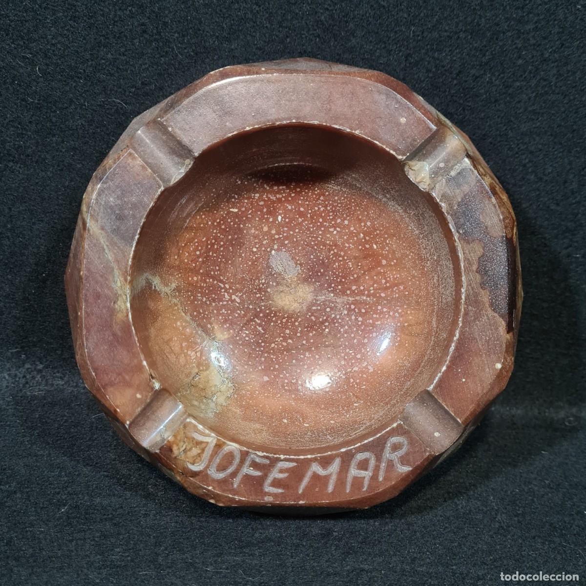Ceniceros: ANTIGUO CENICERO PUBLICITARIO - JOFE MAR - MARMOL MARRON IMPERIAL - 15cm / CAA 25.768