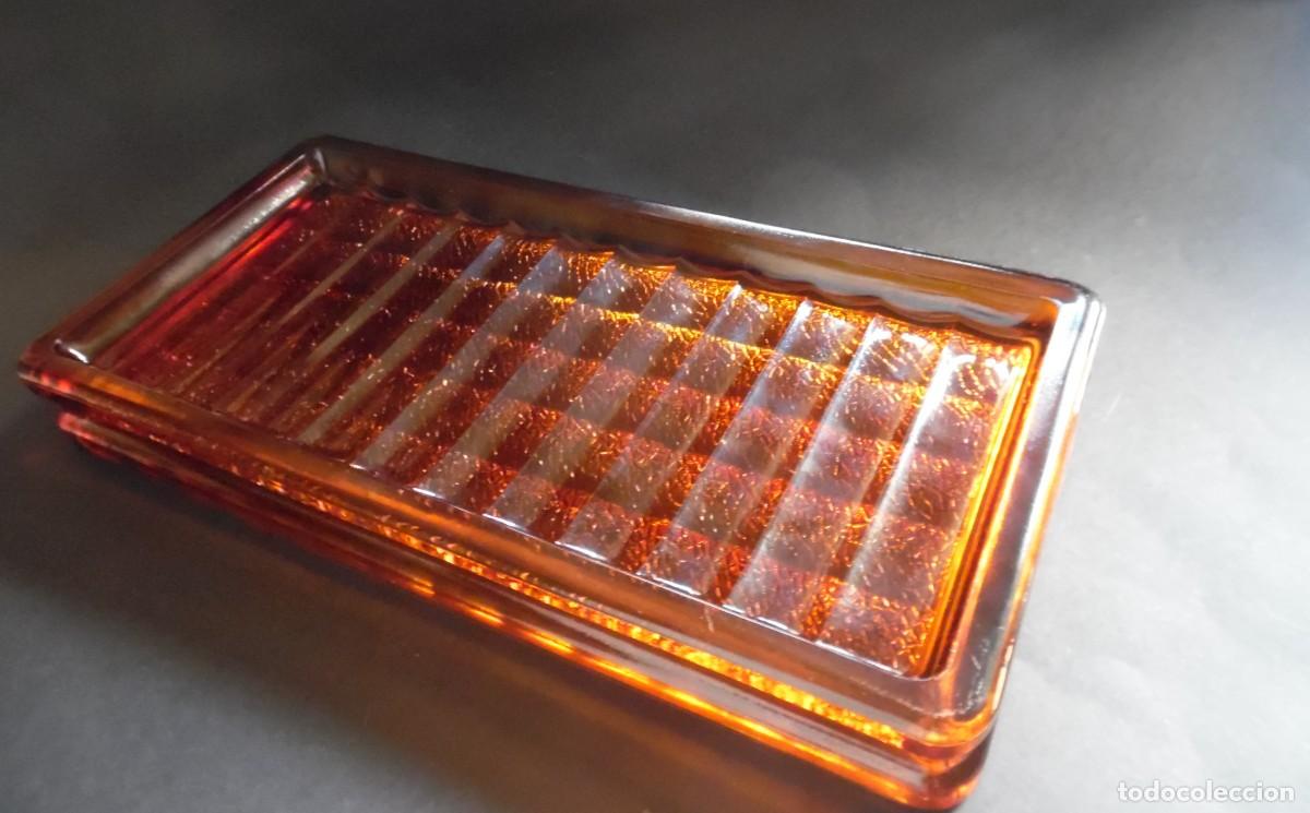 Ashtrays: Gran cenicero de vidrio color caramelo, a&ntilde;os 70. Para salas de reuniones - fumaderos