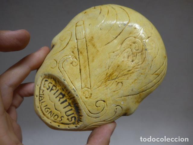 Ceniceros: Antiguo cenicero marcado de ESPIRITUS MALIGNOS, calavera, de risa, comico. - Foto 4