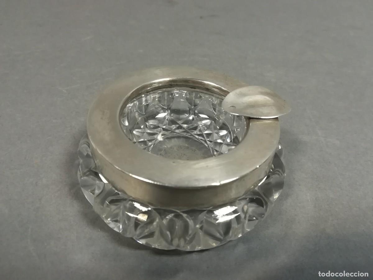 Ceniceros: CENICERO DE PLATA Y CRISTAL TALLADO