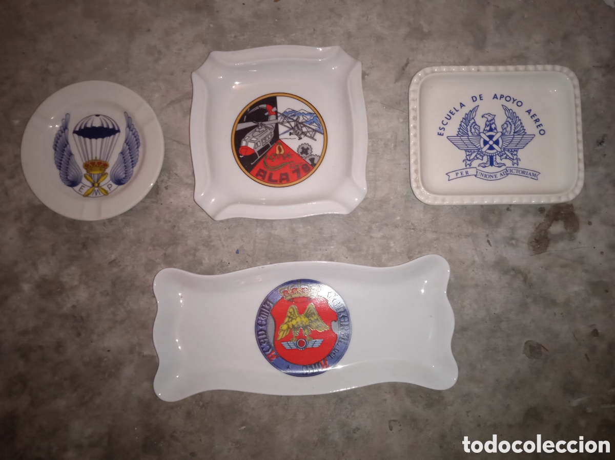 Ashtrays: Lote Ceniceros y Bandeja de porcelana Militares