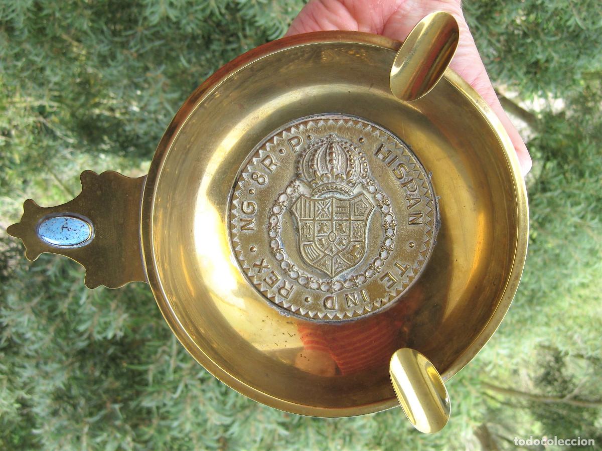 Aschenbecher: GRAN CENICERO EN BRONCE MACIZO. HISPAN TE IND REX NG 8R P. CECA.REY DE ESPA&Ntilde;A Y DE LAS INDIAS