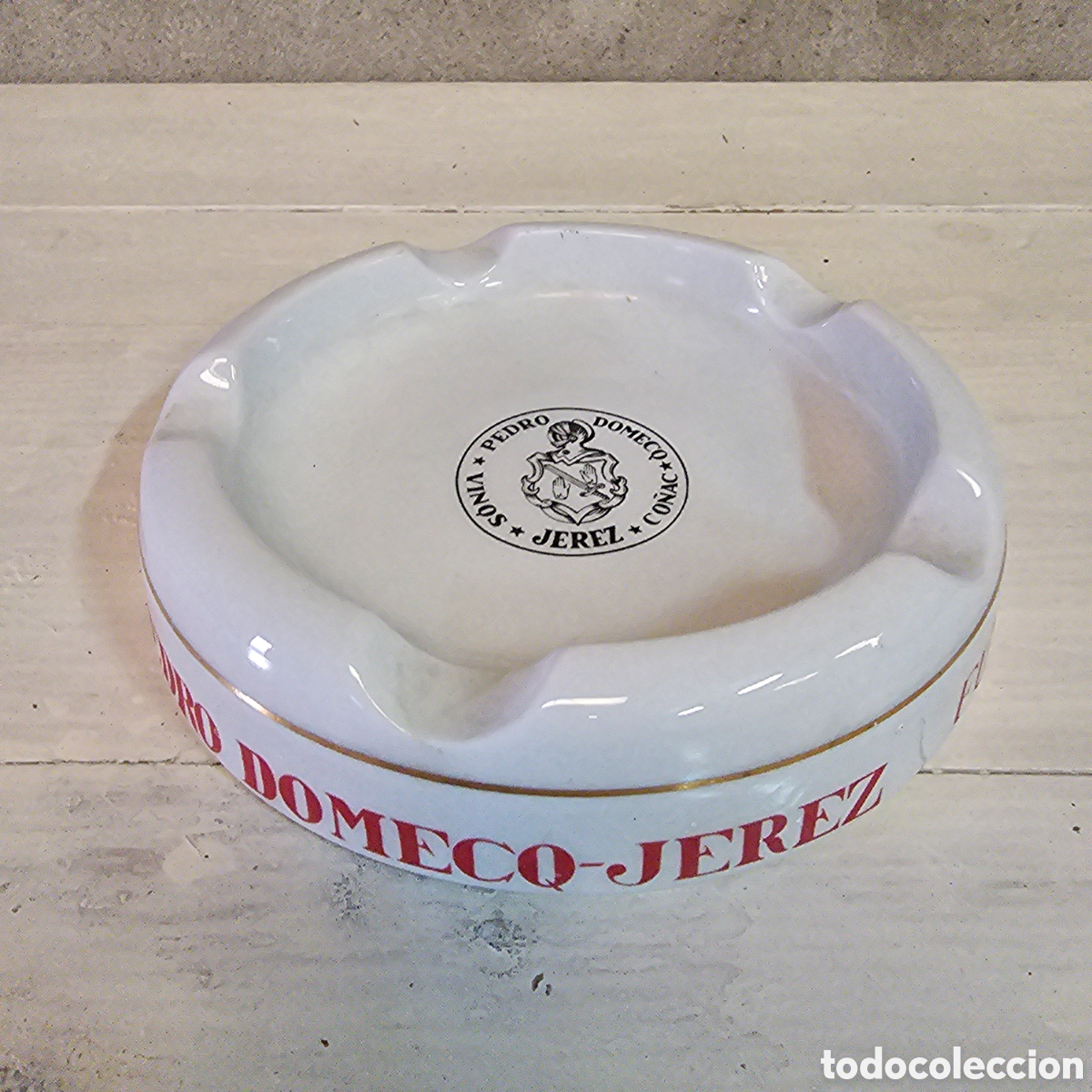 Ashtrays: CENICERO CER&Aacute;MICA PONTESA PUBLICIDAD FUNDADOR PEDRO DOMECQ JEREZ 17 CMS BAR LICOR BRANDY CO&Ntilde;AC