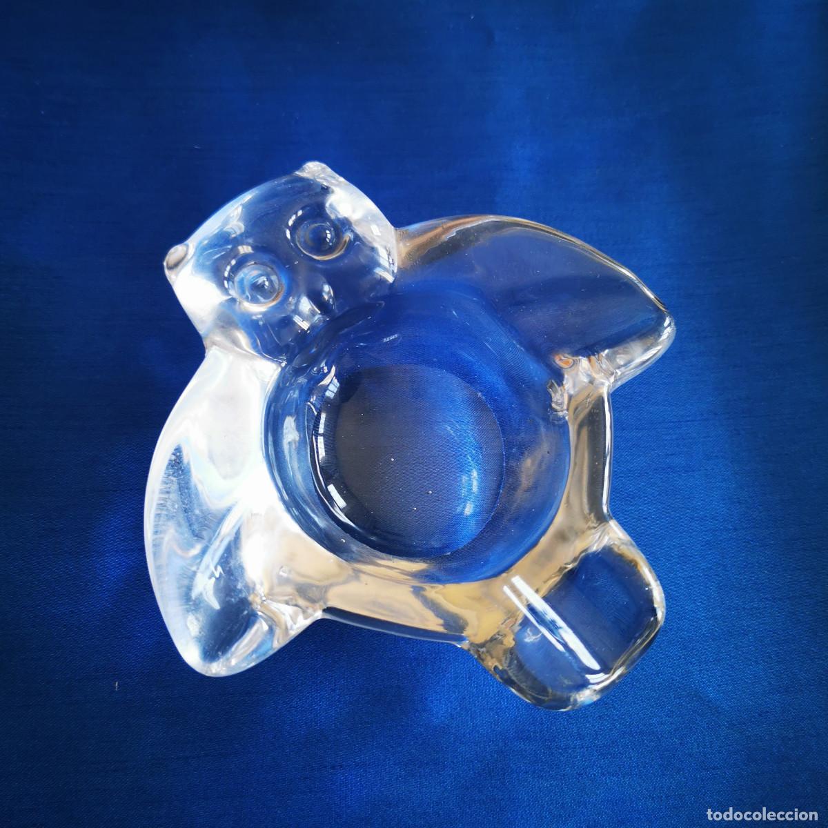 Ceniceros: ANTIGUO CENICERO DE CRISTAL CON FORMA DE B&Uacute;HO
