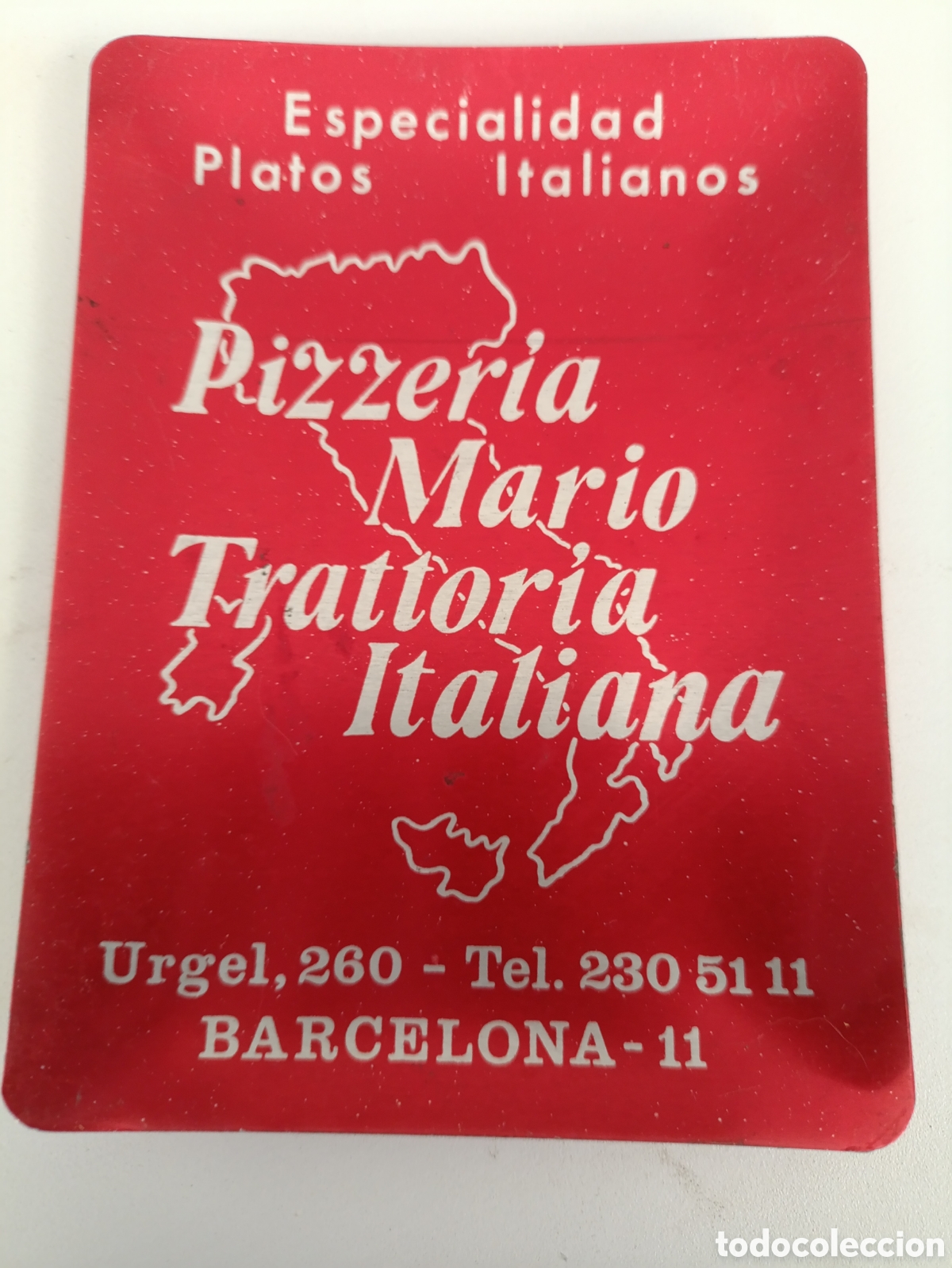 Ashtrays: Antiguo cenicero de aluminio Pizzer&iacute;a Mario Trattoria