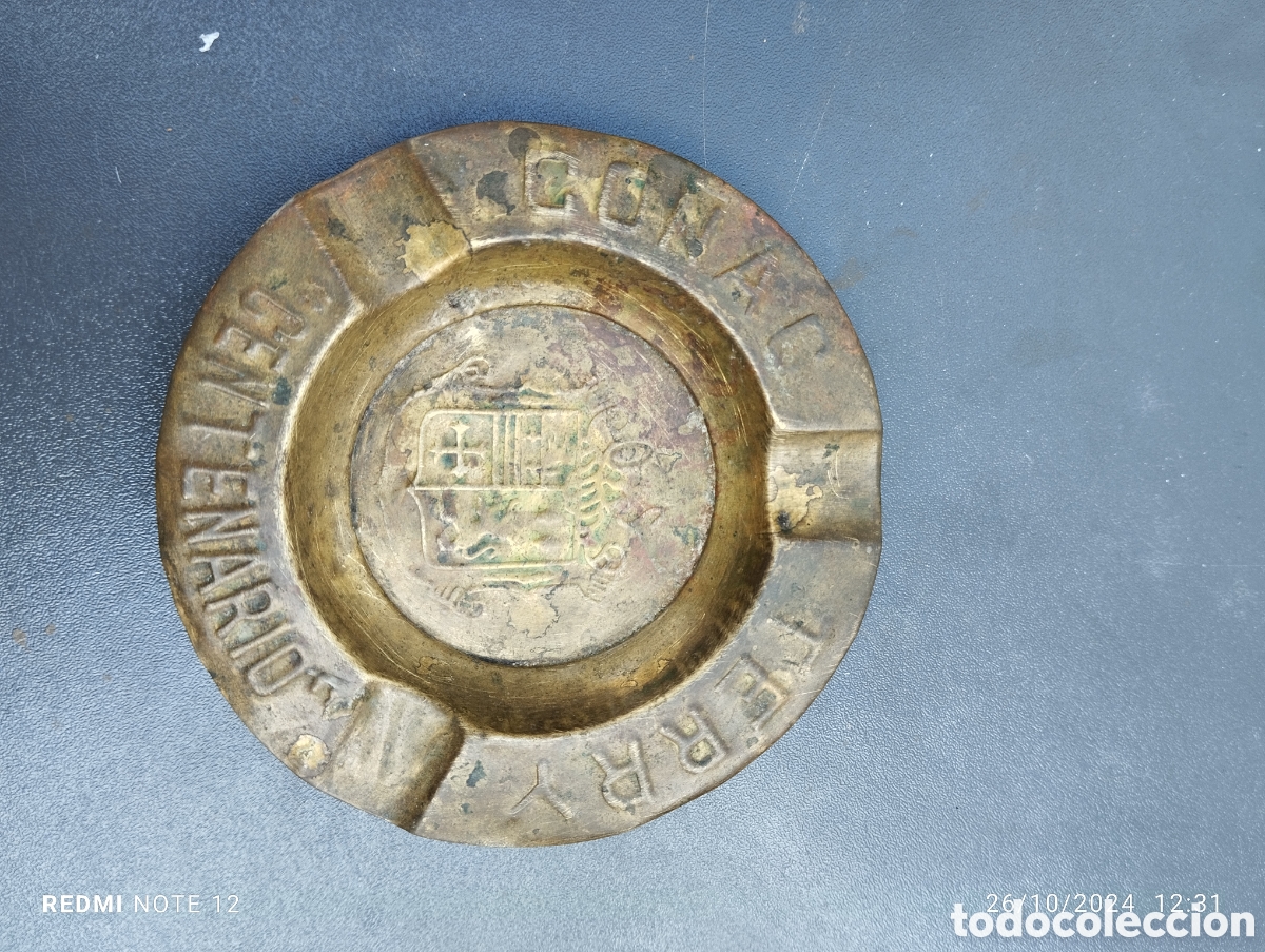 Ceniceros: ANTIGUO CENICERO DE LATON TERRY - Foto 1