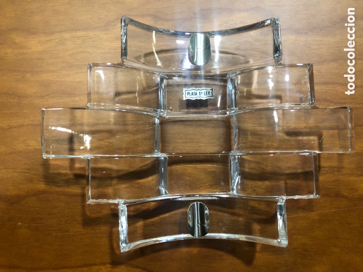 Ceniceros: Cenicero de cristal con plata ley - Foto 2