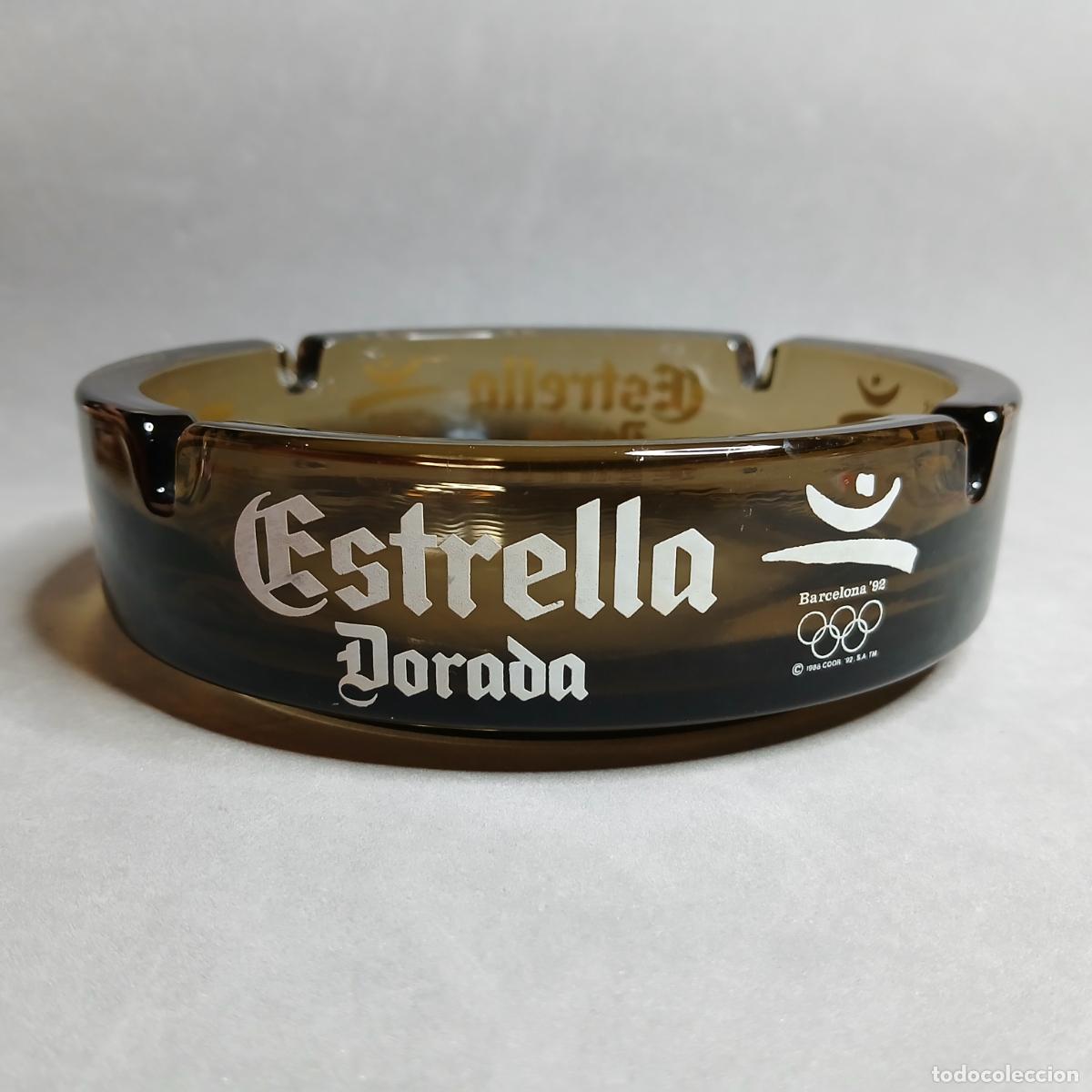 Cinzeiros: Cerveza Estrella Dorada, antiguo cenicero vintage con publicidad. Patrocinio Juegos Ol&iacute;mpicos 1992