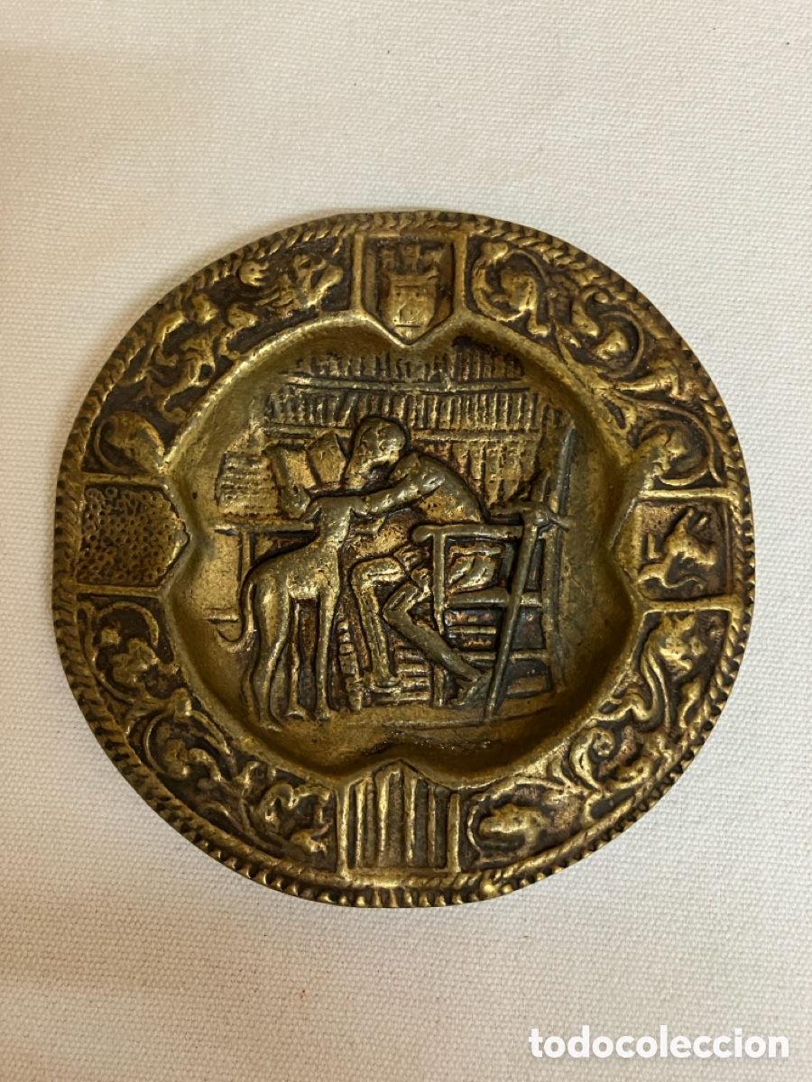 Ceniceros: Cenicero de bronce con imagen Don Quijote.