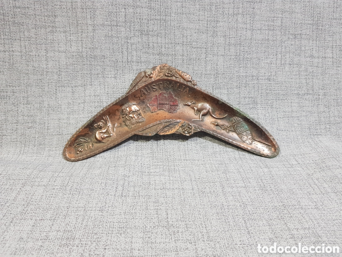 Cendriers: CENICERO DE METAL LABRADO EN RELIEVE BOOMERANG RECUERDO AUSTRALIA SOUVENIR DECORATIVO CANGURO KOALA