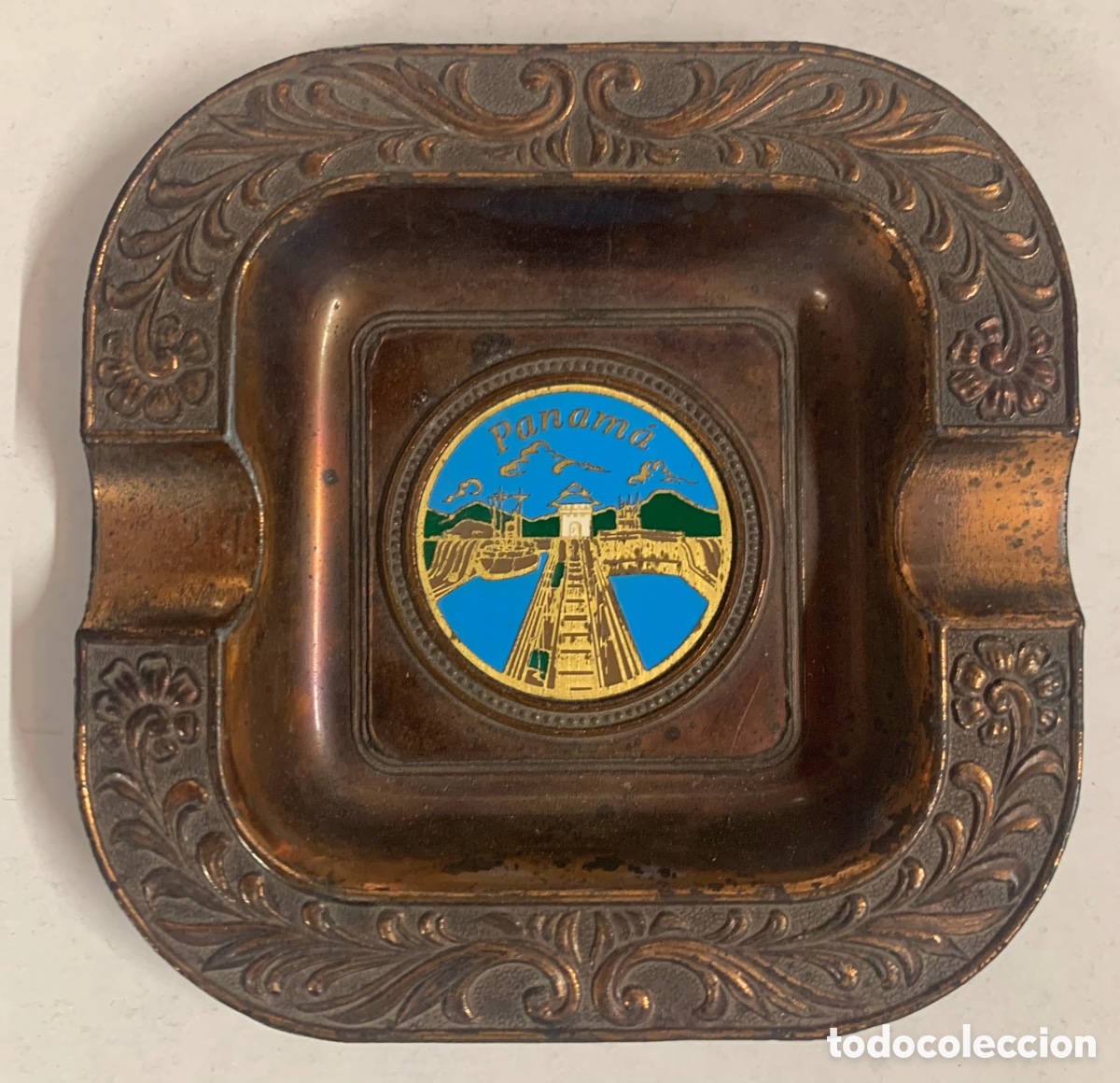 Cendriers: Cenicero Bronce Recuerdo de Panama A&ntilde;o 1983 10X10X2 Ctms
