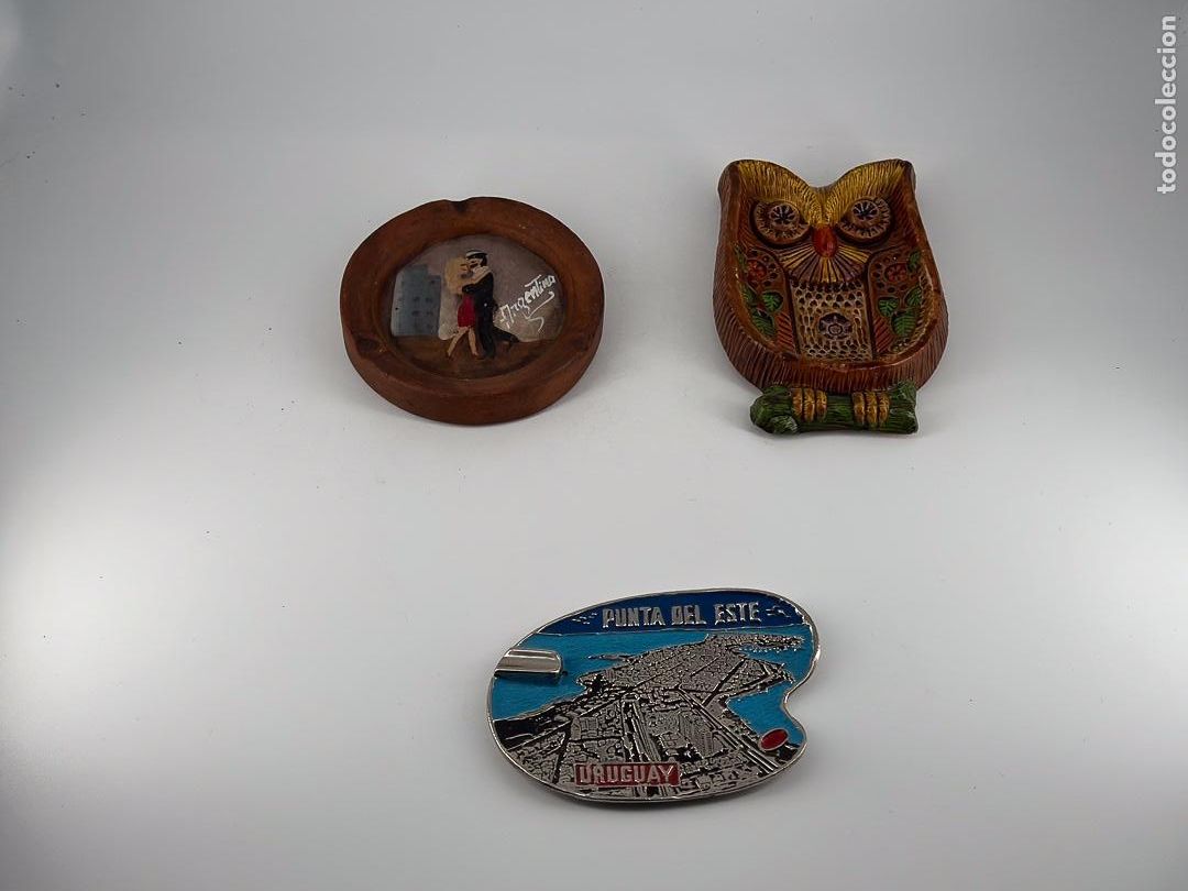 Ceniceros: LOTE DE 3 CENICEROS DE DISTINTOS MATERIALES - Foto 1