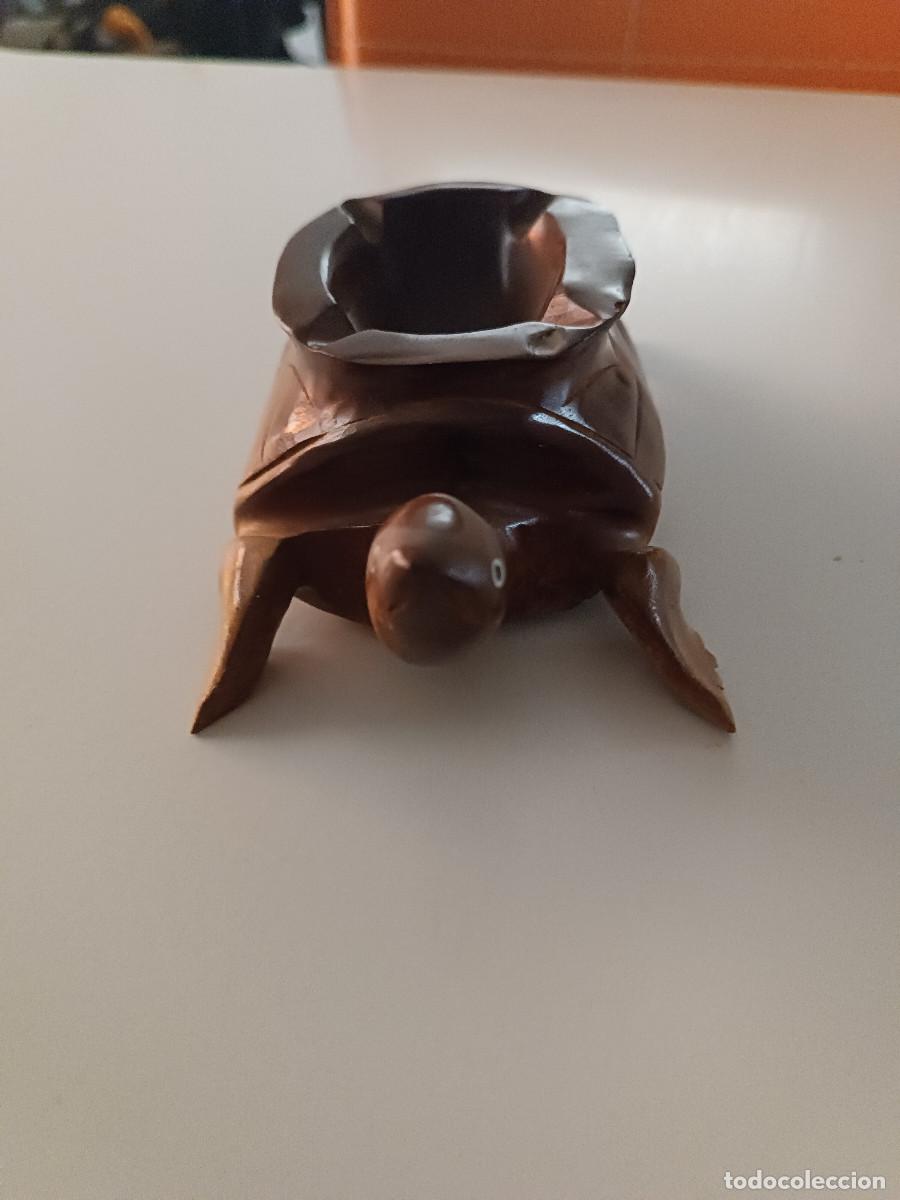 Ceniceros: CENICERO EN FORMA DE TORTUGA DE MADERA MACIZA - Foto 4