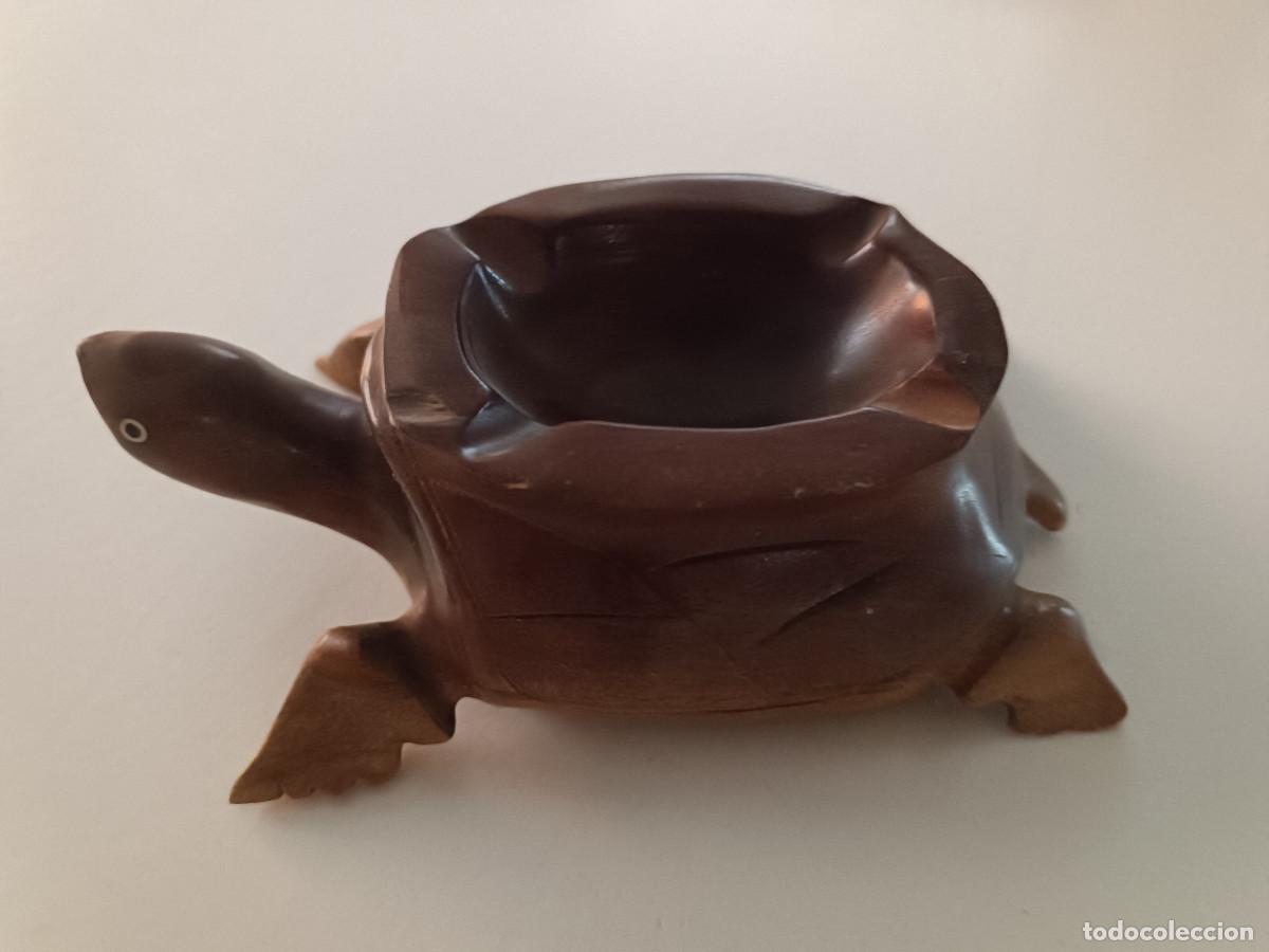 Ceniceros: CENICERO EN FORMA DE TORTUGA DE MADERA MACIZA - Foto 5