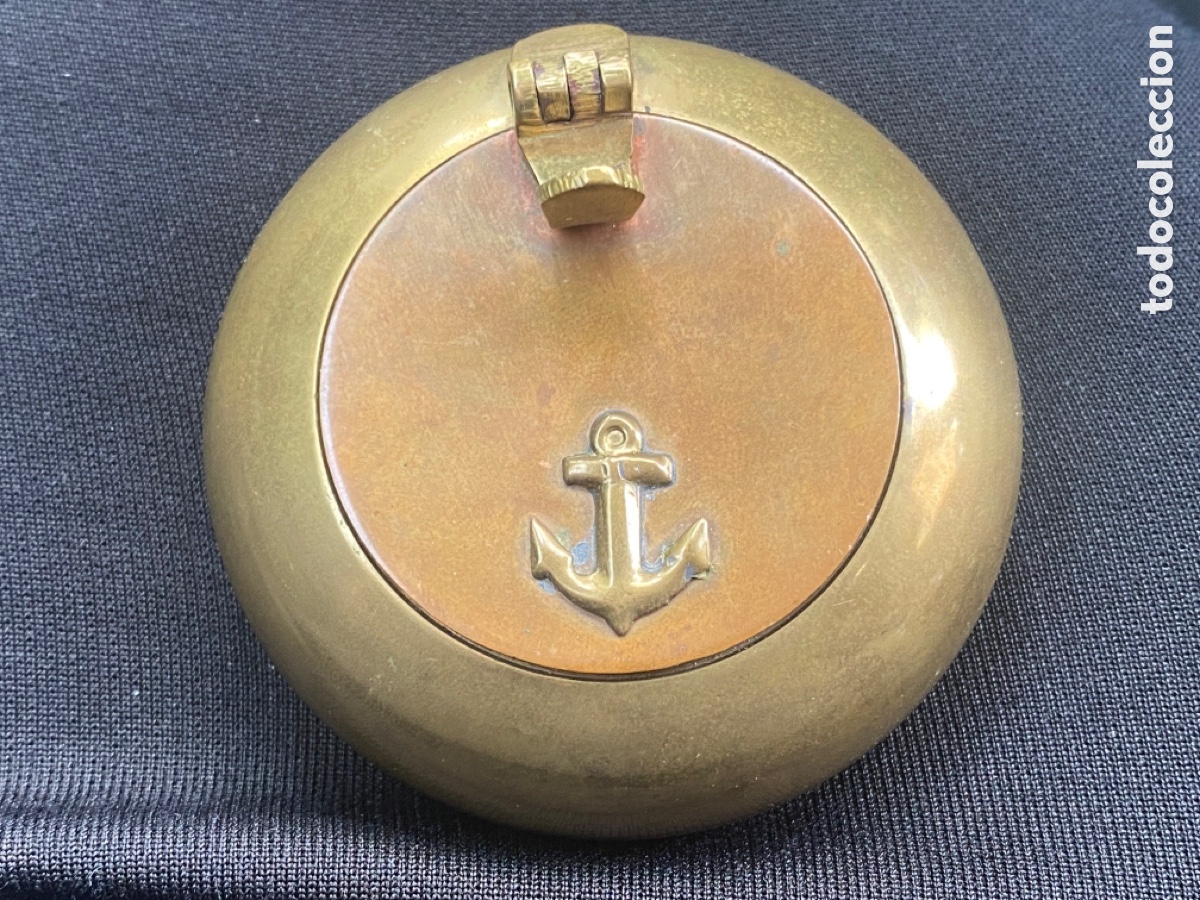 Cendriers: ANTIGUO CENICERO DE MANO BRONCE CON ANCLA MOTIVO N&Aacute;UTICO MARINO