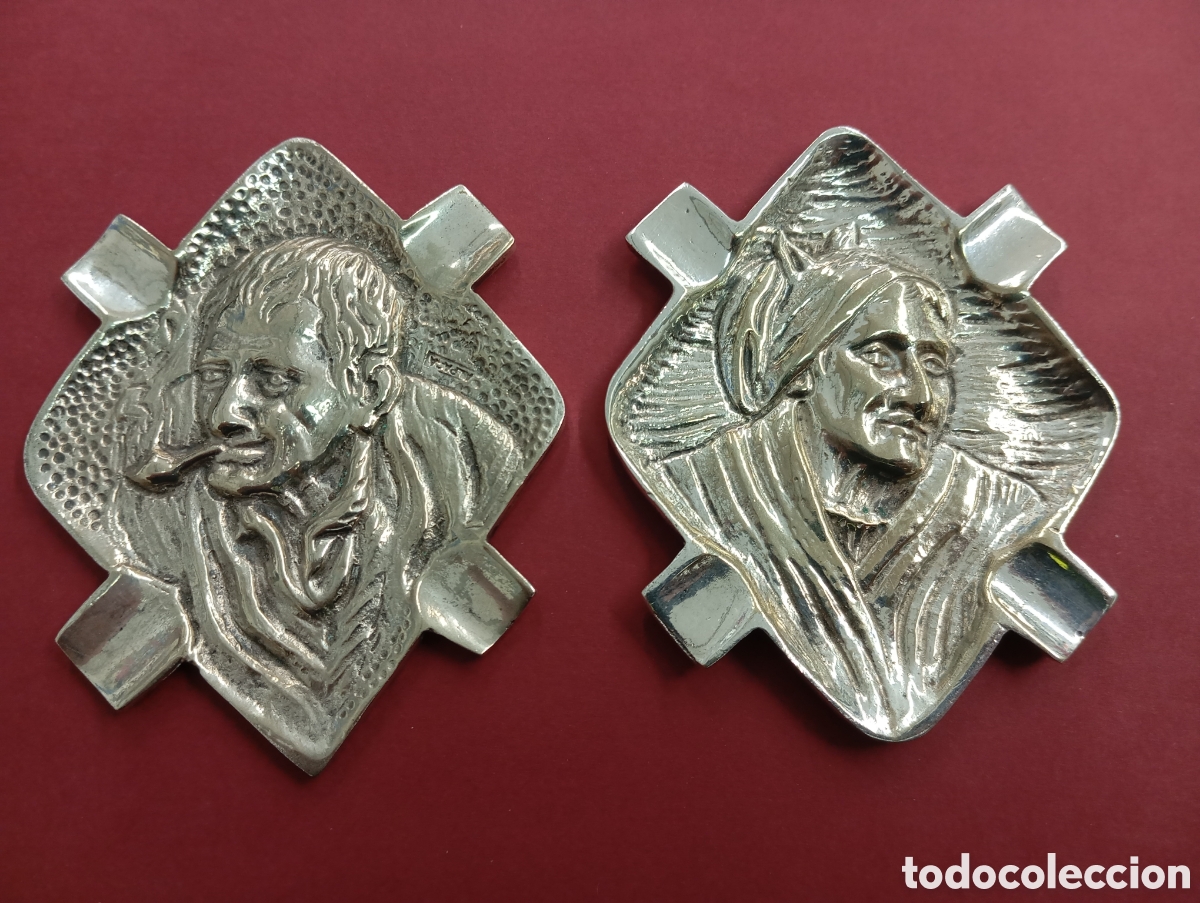 Cendriers: ANTIGUOS CENICEROS ANCIANOS AITITES VASCOS EN METAL PLATEADO EUSKALERRIA LA METALICA BILBAO