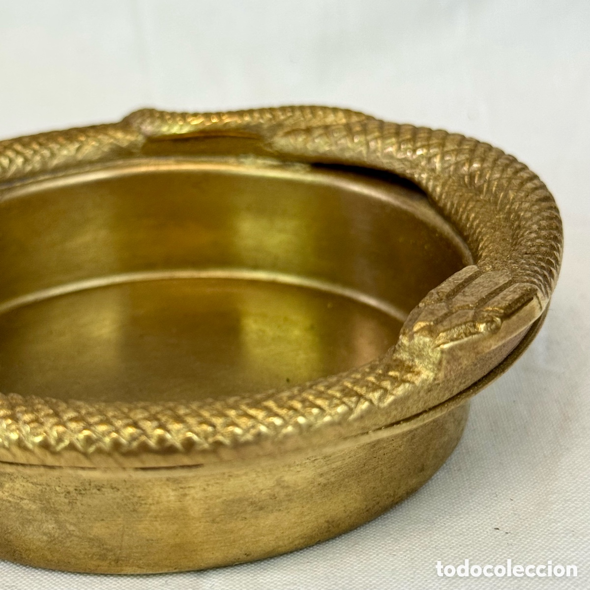 Cendriers: ANTIGUO CENICERO BRONCE SERPIENTE ENROSCADA P. S. XX ESTILO VACIABOLSILLOS BANDEJA CENTRO