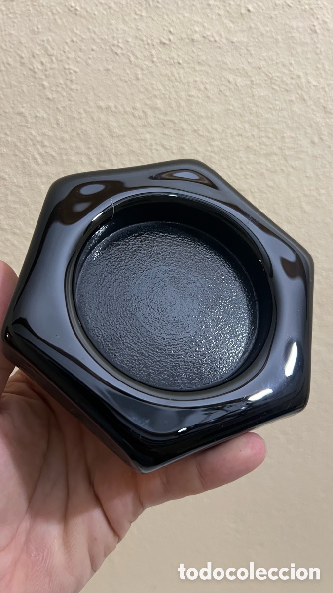 Ashtrays: ANTIGUO CENICERO EN CRISTAL NEGRO