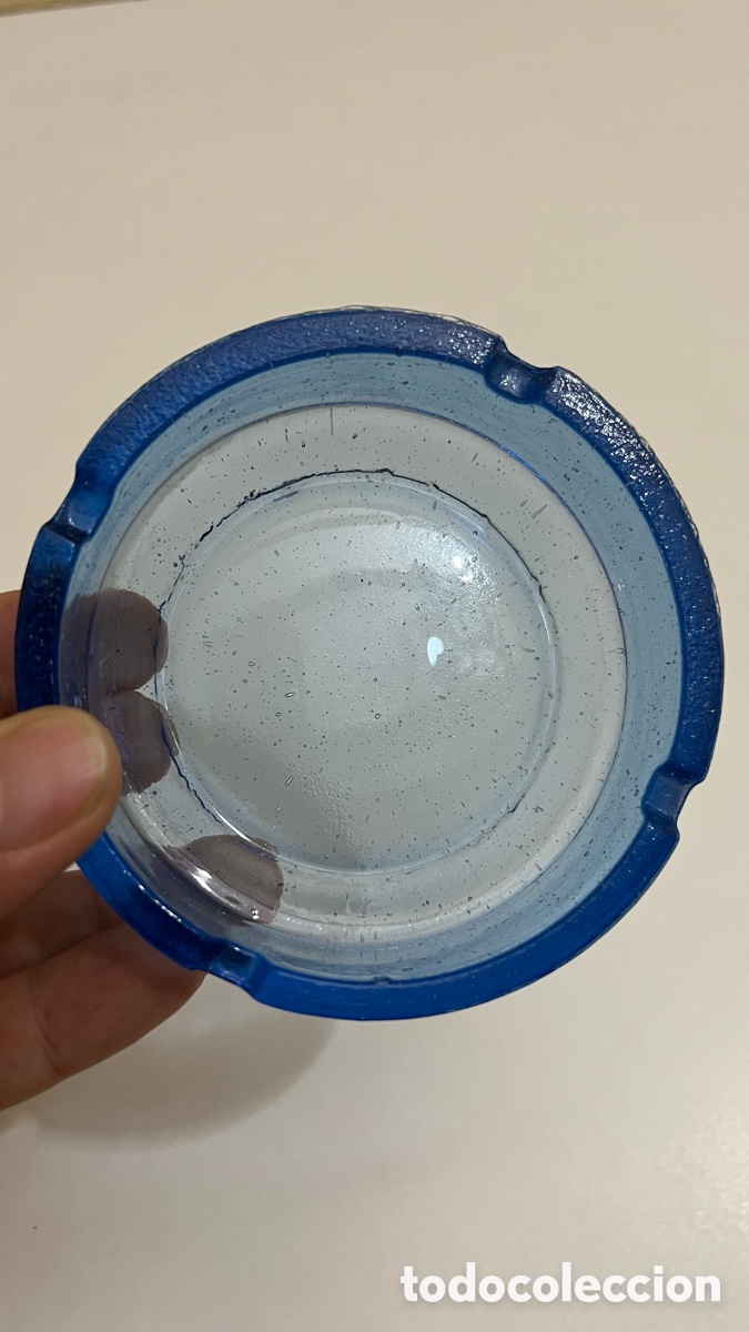 Ashtrays: ANTIGUO CENICERO DE CRISTAL AZUL