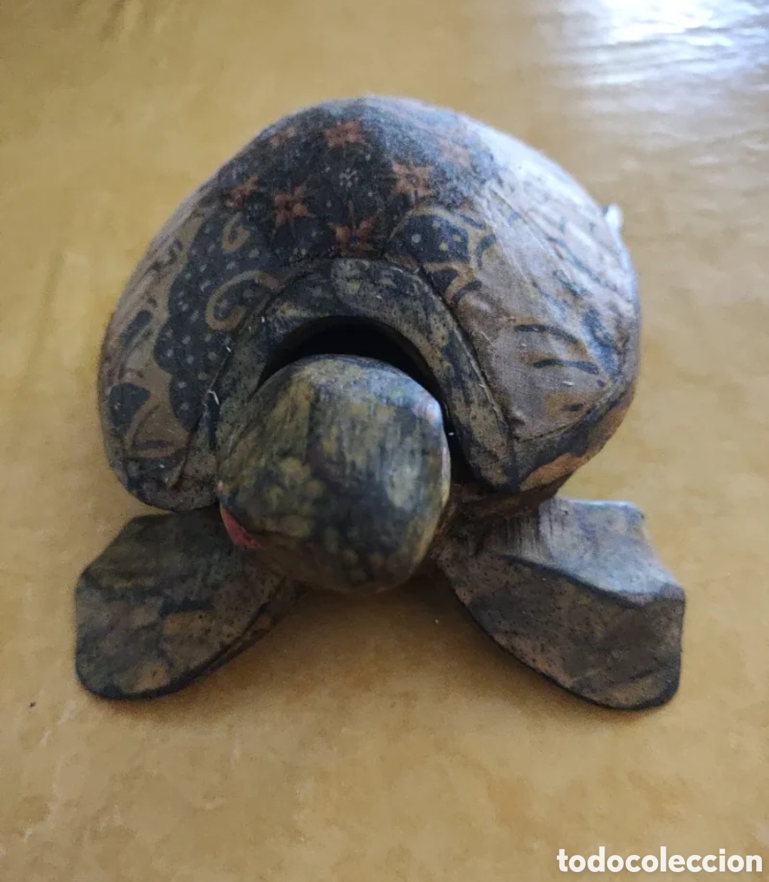 Cendriers: Cenicero artesanal vintage de madera tallada &ndash; Tortuga con tapa desmontable