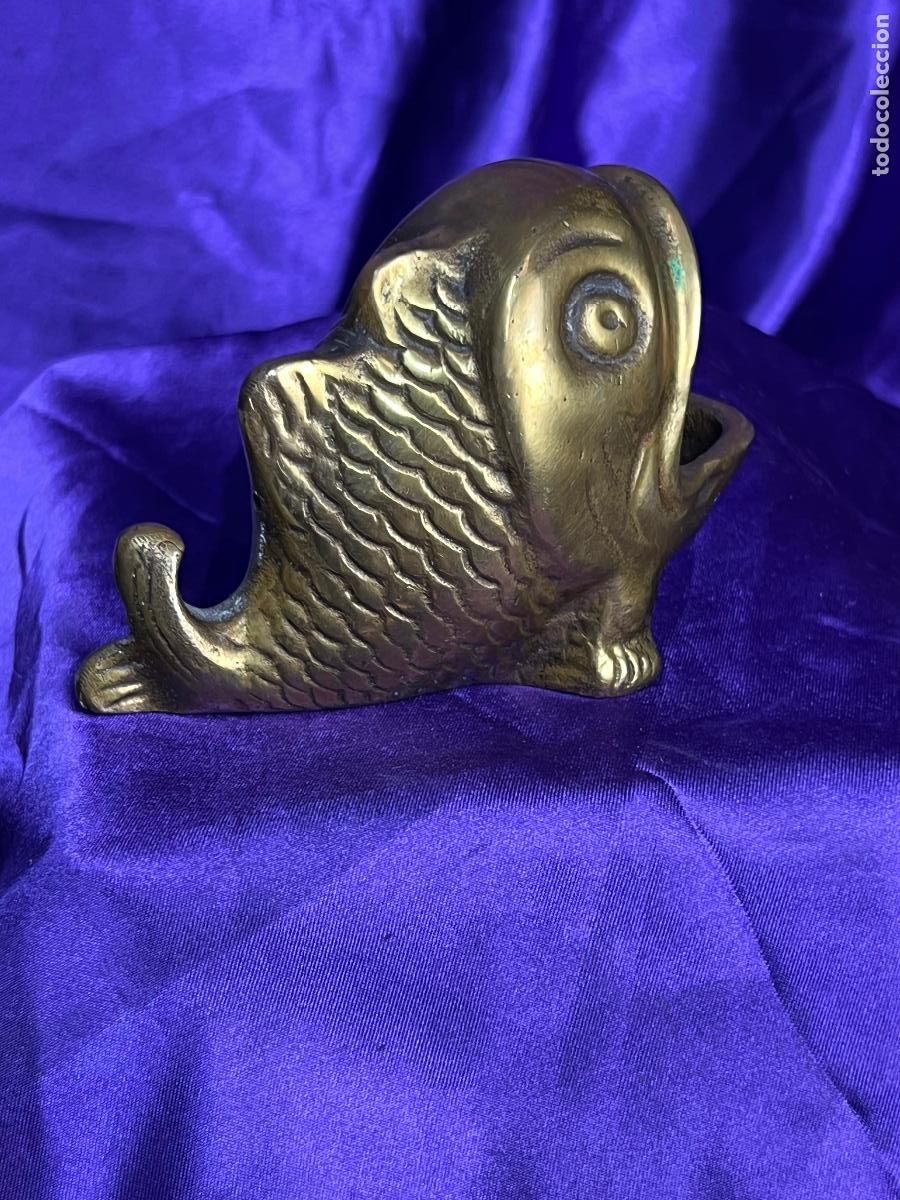 Ceniceros: ANTIGUO CENICERO EN BRONCE FORMA PEZ - Foto 3