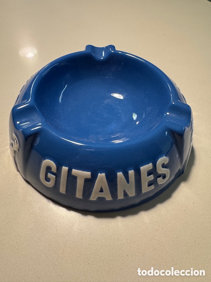 Ashtrays: Pieza publicidad cer&aacute;mica vintage Gitanes