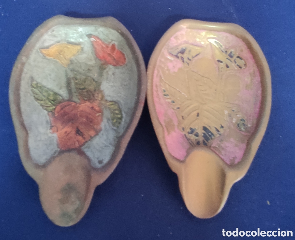 Ceniceros: Pareja de ceniceros de jaton esmaltados