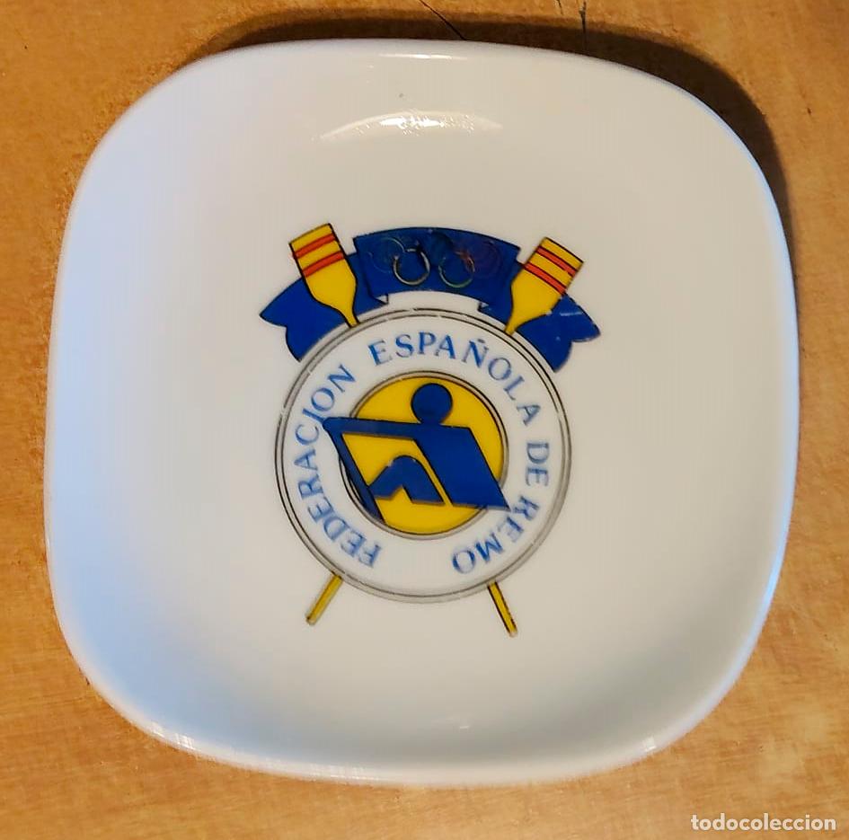 Ceniceros: cenicero o plato conmemorativo de la seleccion epa&ntilde;ola de remo - antiguo a&ntilde;os 80
