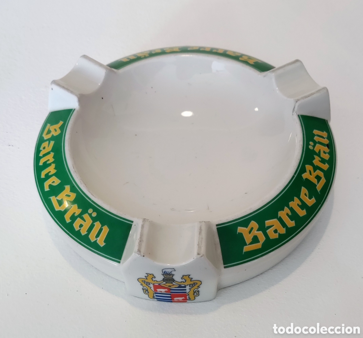 Cendriers: Cenicero Barre Br&auml;u Fischer porcelana Alemania vintage cerveza publicidad