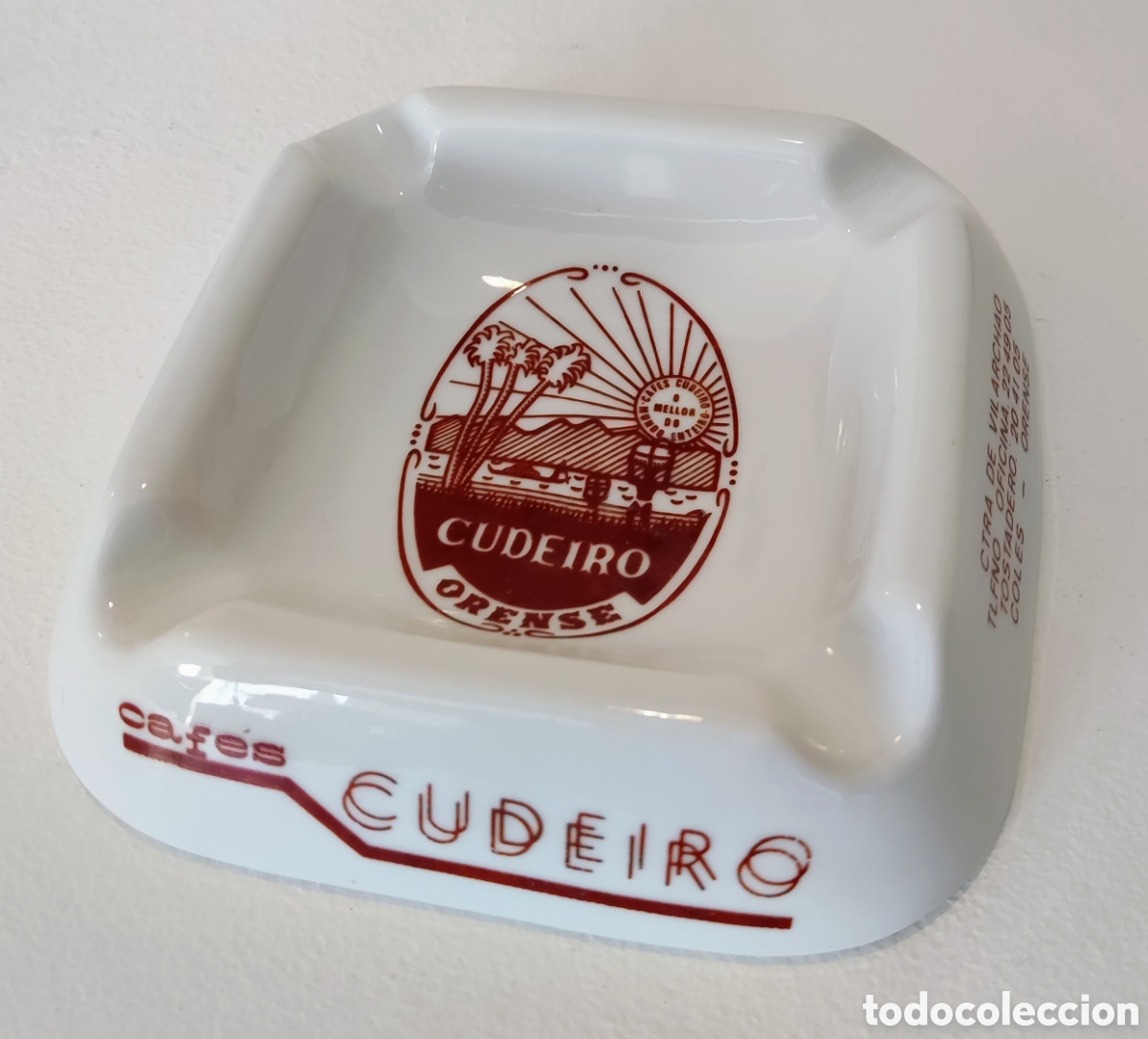 Cendriers: Cenicero publicitario Caf&eacute;s Cudeiro Ourense opalina vintage a&ntilde;os 60 70 bar antiguo