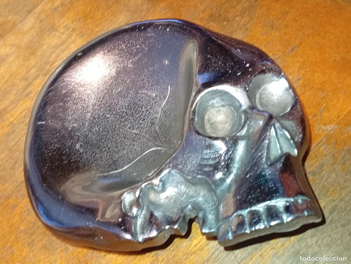 Ceniceros: DIFICIL CENICERO CALAVERA METAL MACIZO CROMADO A&Ntilde;OS 50 COLECCION