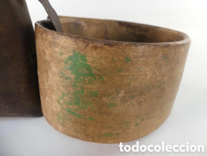 Ceniceros: Cencerro antiguo collar de madera - Foto 12