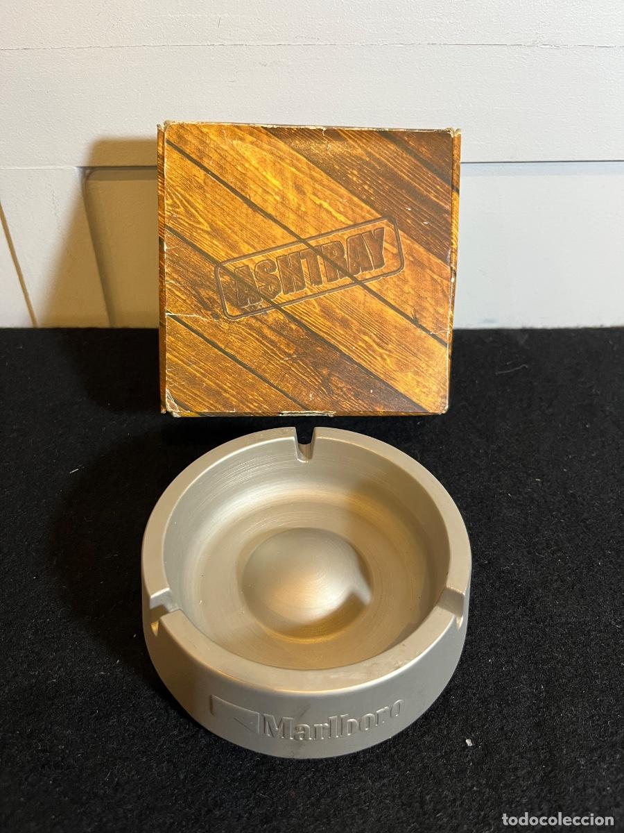 Aschenbecher: Cenicero Marlboro Vintage Metal Original con Caja Publicidad Tabaco A&ntilde;os 90 NOS