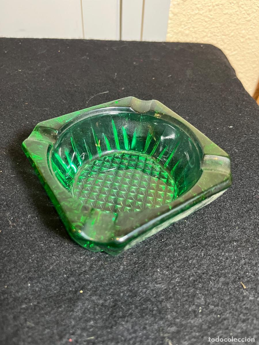 Cendriers: Cenicero Vintage Arcoroc Cristal Verde Esmeralda Retro Mid Century A&ntilde;os 60 70