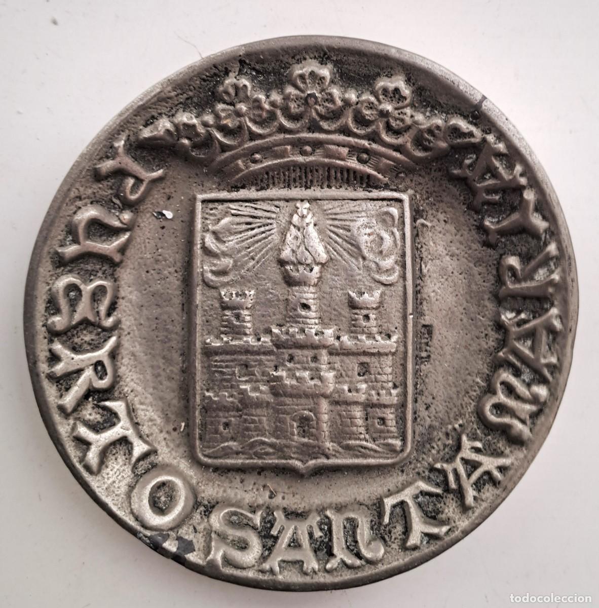 Ceniceros: CENICERO O PLATO PEQUE&Ntilde;O METALICO VINTAGE CON RELIEVE, ESCUDO DEL PUERTO SANTA MARIA. CENICERO-201