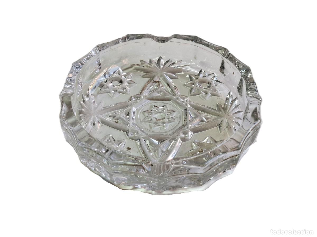 Ceniceros: Cenicero Vintage Cristal Transparente Estrella de David diametro 12 cm.
