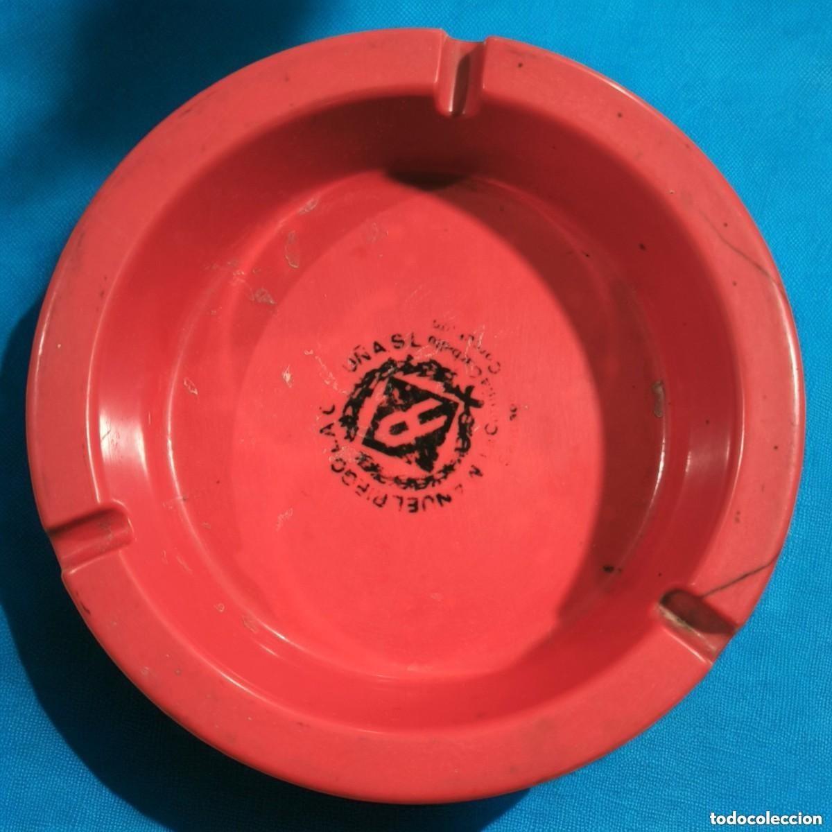 Cinzeiros: Cenicero Vintage Rojo Publicitario &ndash; Pieza Cl&aacute;sica Industrial 16 cm