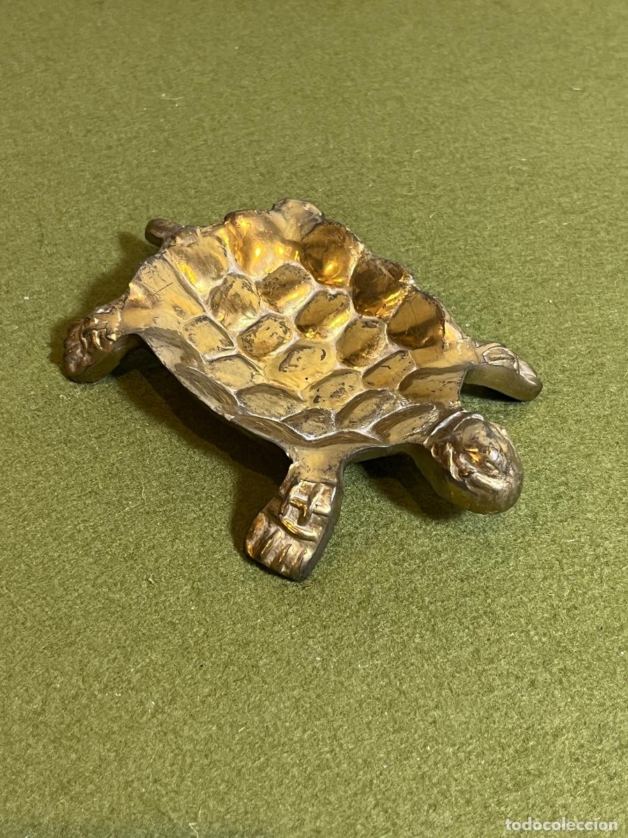 Cinzeiros: Cenicero vintage de lat&oacute;n macizo con forma de tortuga &ndash; Decoraci&oacute;n retro a&ntilde;os 60-70 brutalista art d