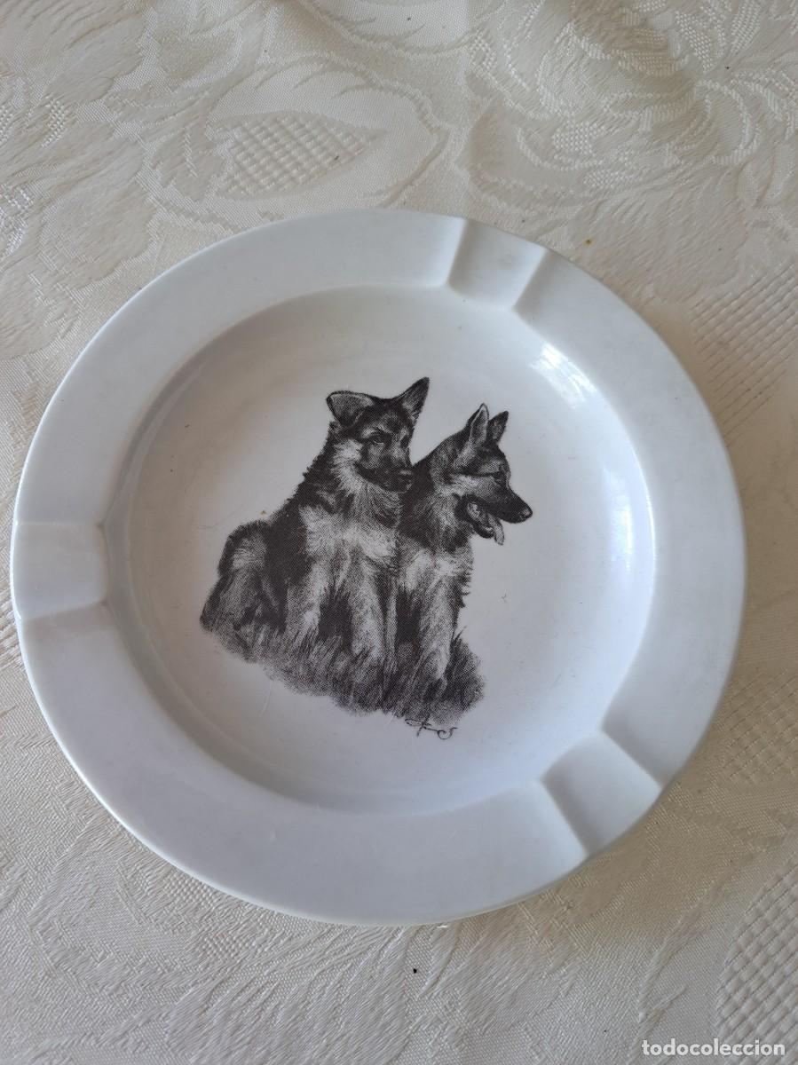 Ceniceros: Cenicero de porcelana, pastores alemanes, Roul collection, made in germany