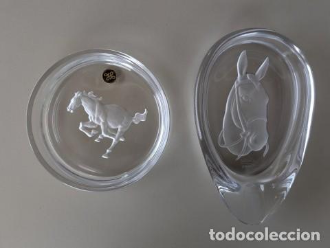 Ceniceros: CENICEROS CABALLOS HIPICA CRISTAL DE MARCA (SEVRES-FRANCIA Y HOYA-JAPON) IMPECABLES