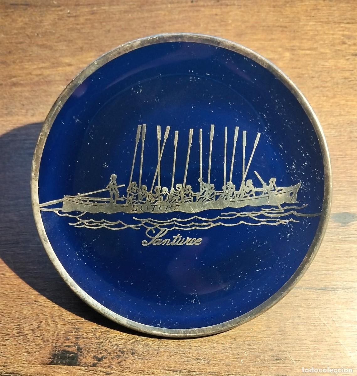 Ceniceros: CENICERO DE PORCELANA DE SANTURCE (PA&Iacute;S VASCO), A&Ntilde;OS 70, 12 X 12 CM, REGATA DE TRAINERAS