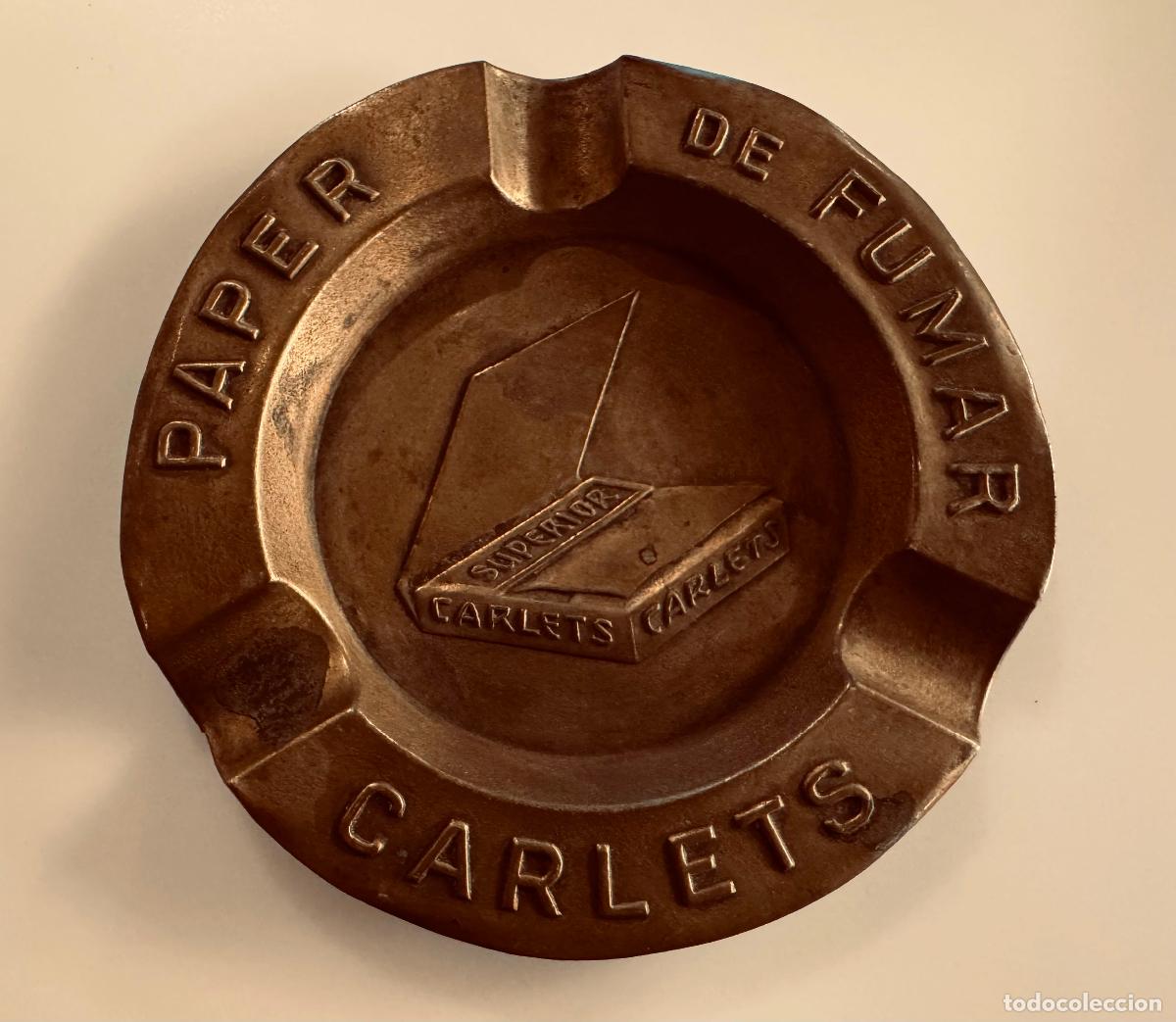 Ceniceros: PAPEL DE FUMAR CARLETS - CENICERO ANTIGUO METALICO -VER FOTOS