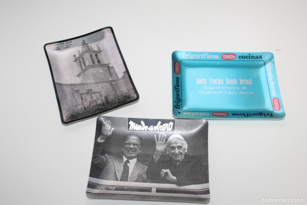 Ceniceros: 3 ANTIGUOS CENICEROS ALUMINIO - A&Ntilde;OS 70