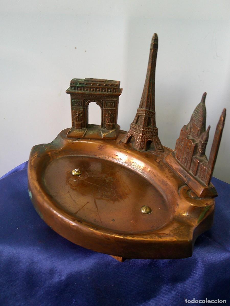 Ceniceros: &iexcl;&iexcl; CENICERO. &rdquo;PARIS&rdquo; (BRONCE).Con la TORRE EIFFEL,ARCO del TRIUNFO, Basilica del CORAZON D JESUS.C14