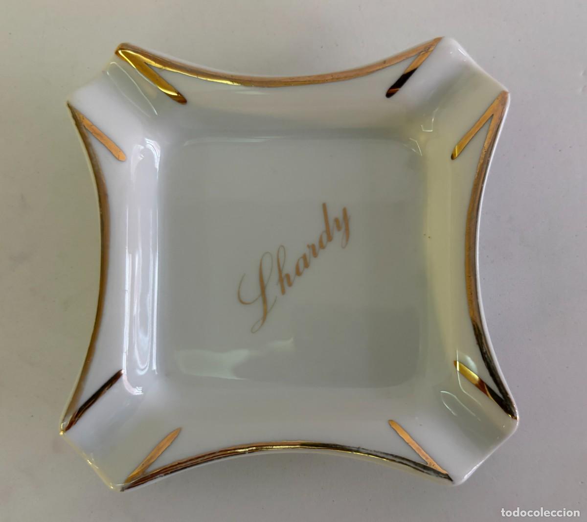 Ceniceros: Antiguo Cenicero Porcelana Lhardy Madrid Filo Dorado Vintage Hosteleria Siglo XX